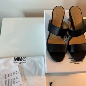 MM6 Maison Martin Margiela Black Leather Sandals